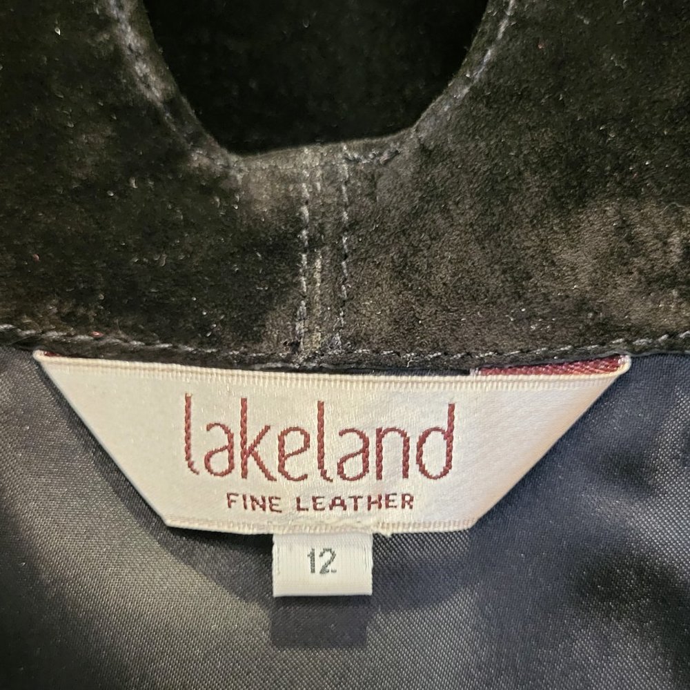 Lakeland Black Suede Leather Sleeveless Top, Lasercut Details, Size US 8, EUC - Picture 10 of 12